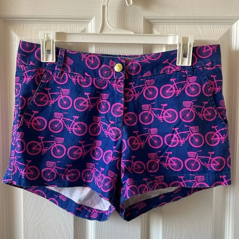 MacBeth Collection by Margaret Josephs Pink Bicycle Print Shorts Preppy